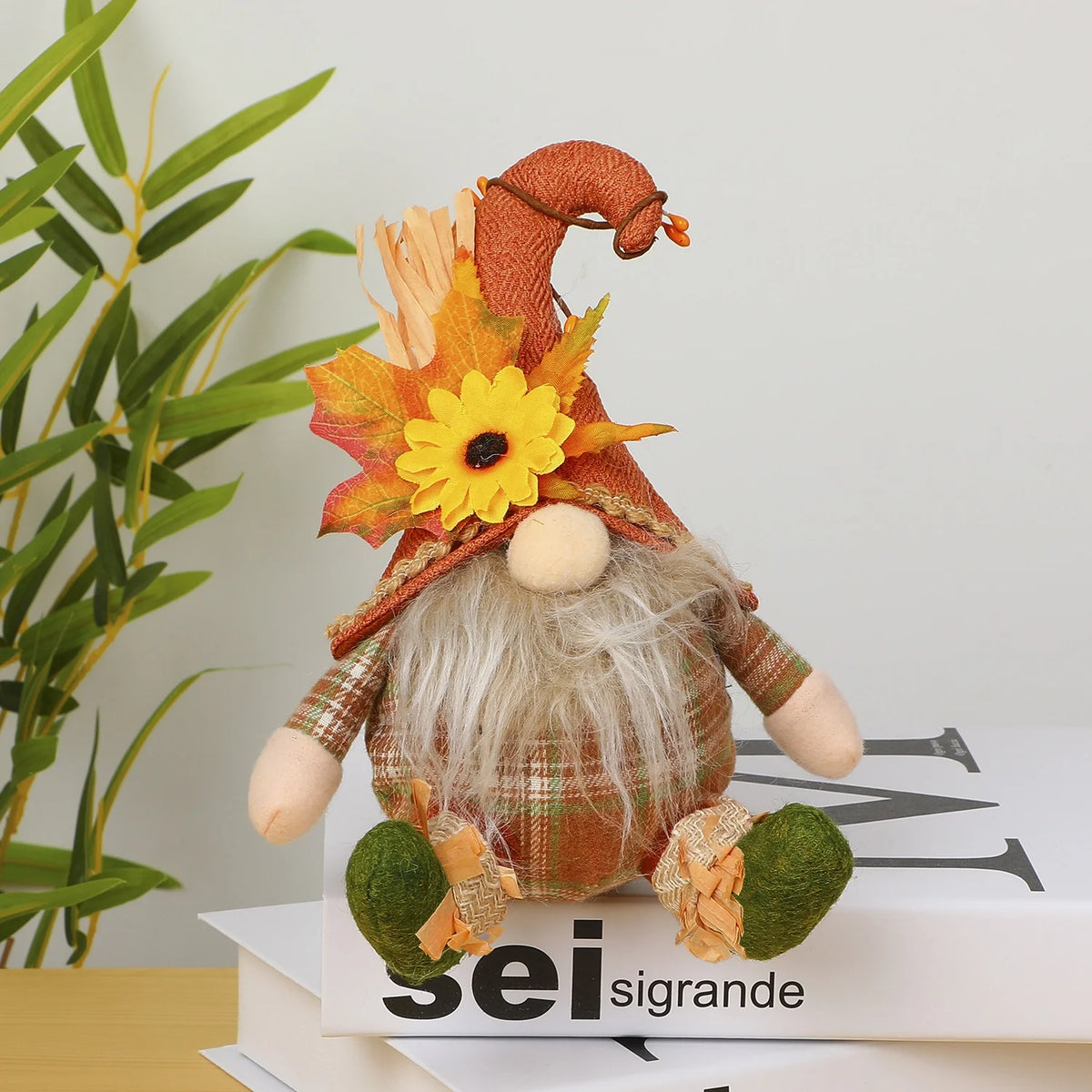 Rustic Autumn Harvest Scarecrow Decor, Plaid & Sunflower Accents for Thanksgiving, Halloween, Farmhouse Wall Decor, Party Props