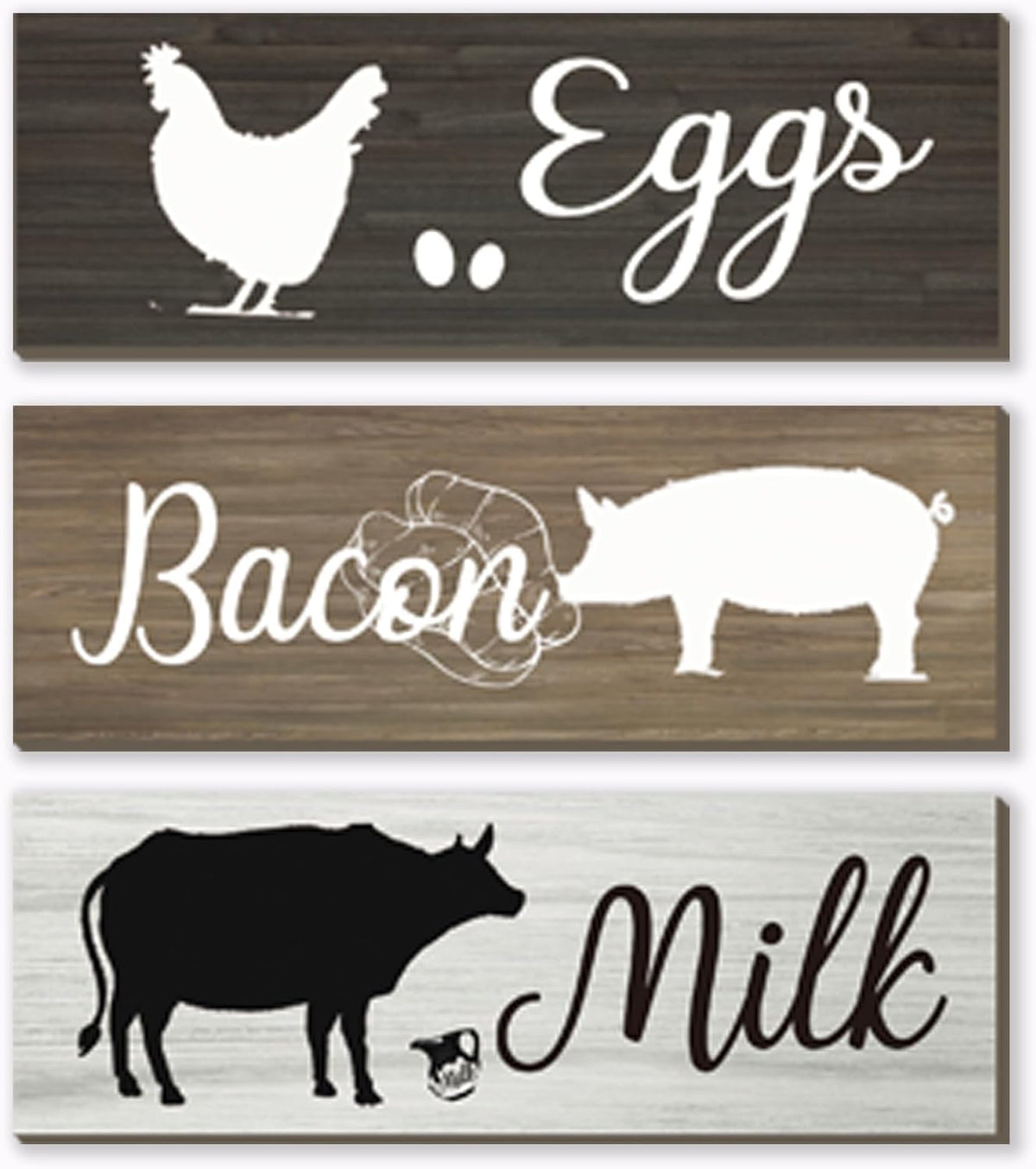 3 Pieces Farmhouse Kitchen Wall Decor Cow Hen and Pig Kitchen Decor Rustic Wooden Kitchen Signs Country Wall Decorations for Kitchen Home Dining Room Wall Decor, 12X4 Inch
