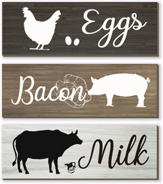 3 Pieces Farmhouse Kitchen Wall Decor Cow Hen and Pig Kitchen Decor Rustic Wooden Kitchen Signs Country Wall Decorations for Kitchen Home Dining Room Wall Decor, 12X4 Inch