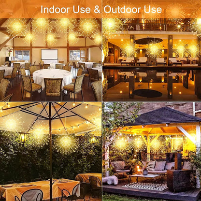 1PC Hanging Solar Firework Lights, 480LED Starburst Lights, Outdoor Waterproof String Lights, 8Modes,Christmas Halloween Decor