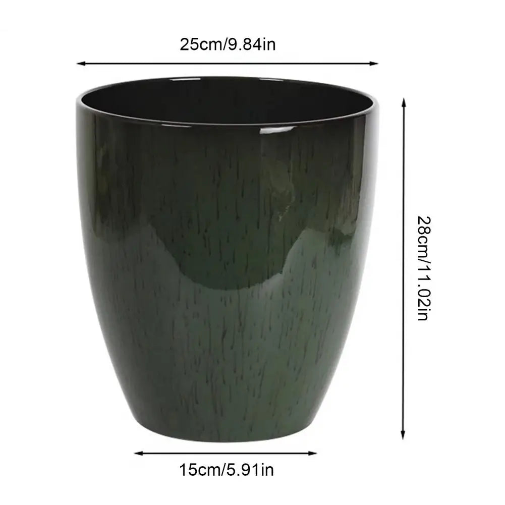 Deep Flower Pot Imitation Ceramic Plant Pot with Drainage Hole Resin Monstera Planter with Saucer for Home Garden Office Decor