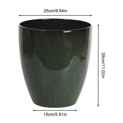 Deep Flower Pot Imitation Ceramic Plant Pot with Drainage Hole Resin Monstera Planter with Saucer for Home Garden Office Decor