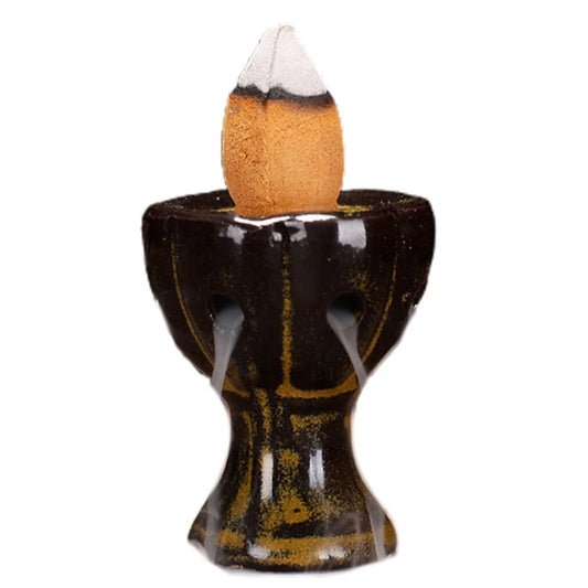 Waterfall Incense Burner Ceramic Backflow Incense Holder Fountain Backflow Incense Cones for Home Office Decor Housewarming Gift