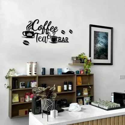 Brewbloom Metal Coffee Bar Sign - Bean Design Wall Art for Coffee & Tea Bars, Rustic Decor for Home Kitchen/Office Walls