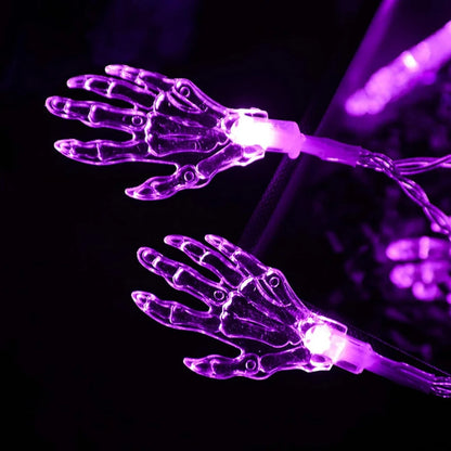 1PC 3M 20LED Halloween Spooky Skeleton Hand String Lights Indoor & Outdoor Battery Operated Halloween Decorative Light