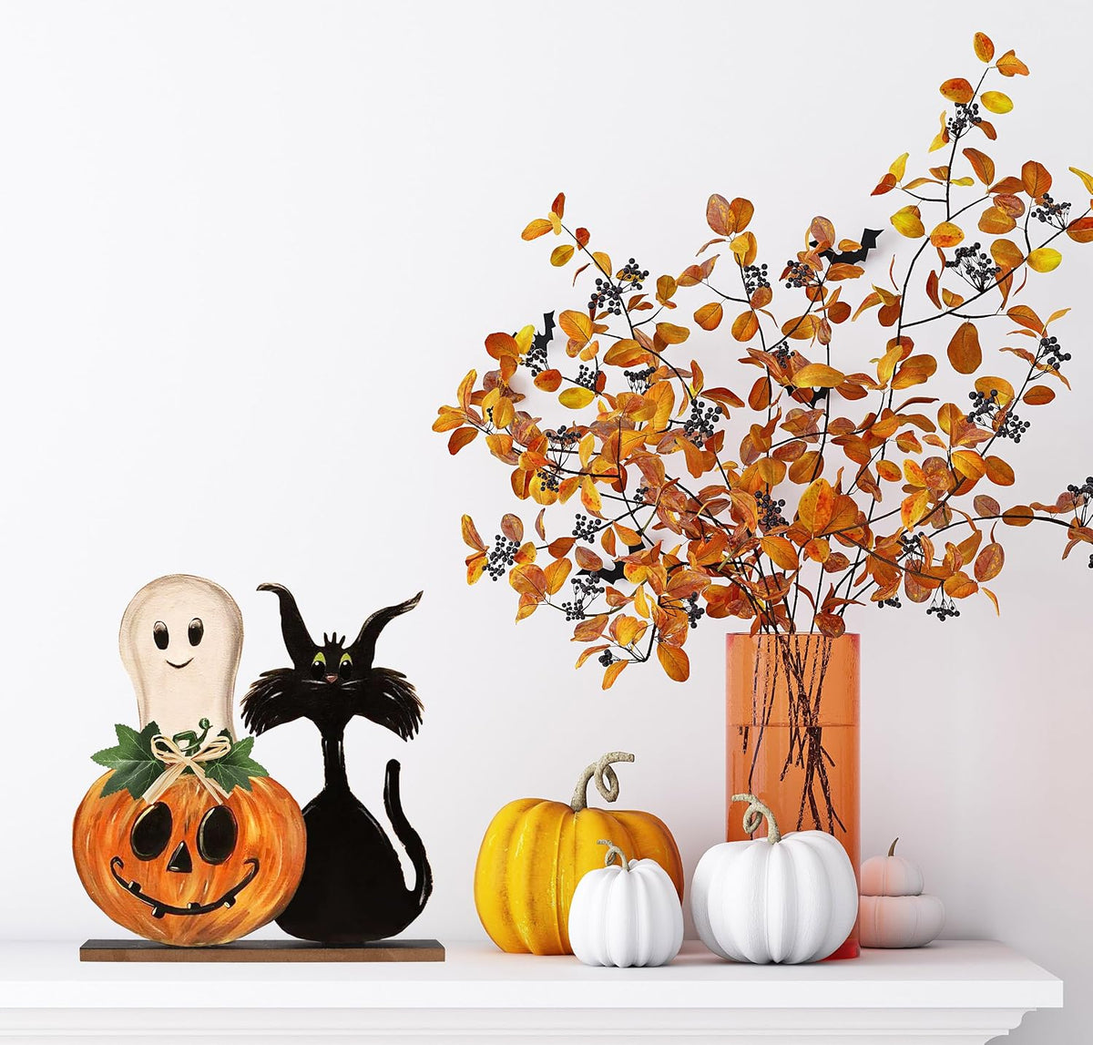 Halloween Decorations Indoor Halloween Wooden Signs Pumpkin Ghost Decor Table Signs Rustic Farmhouse Home Living Room Decor