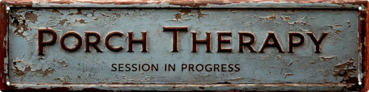 Metal Porch Therapy Sign 4X16 in Vintage Metal Wall Art Plaque for Home Decor Bathroom Kitchen and Gothic Style Wall Decorations