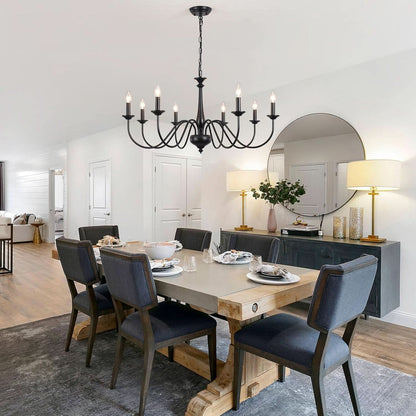 Eight Light Black Farmhouse Chandelier Ceiling Fixture