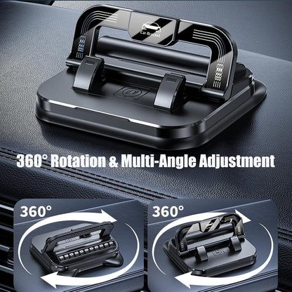 Car Phone Holder 360 Degree Rotation, Suitable for Car Navigation In-Car Dashboard, Horizontal and Vertical Screen Adjustment Angle, Suction Cup Fixed Non-Slip Mobile Phone Holder Suitable