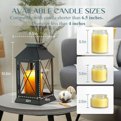 Black Dimmable Candle Warmer Lantern Featuring Timer