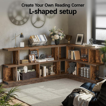 63 Inch Horizontal Thick Wooden Farmhouse Bookshelf
