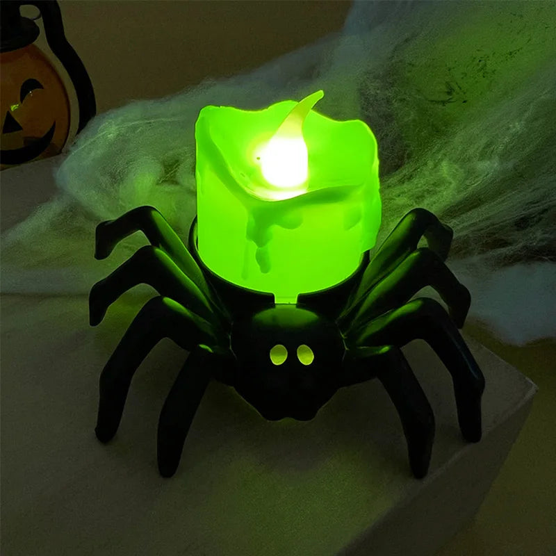 Halloween Decorations LED Candle Light Plastic Spider Skull Lamp for Home Bar Haunted House Halloween Party Decor Horror Props