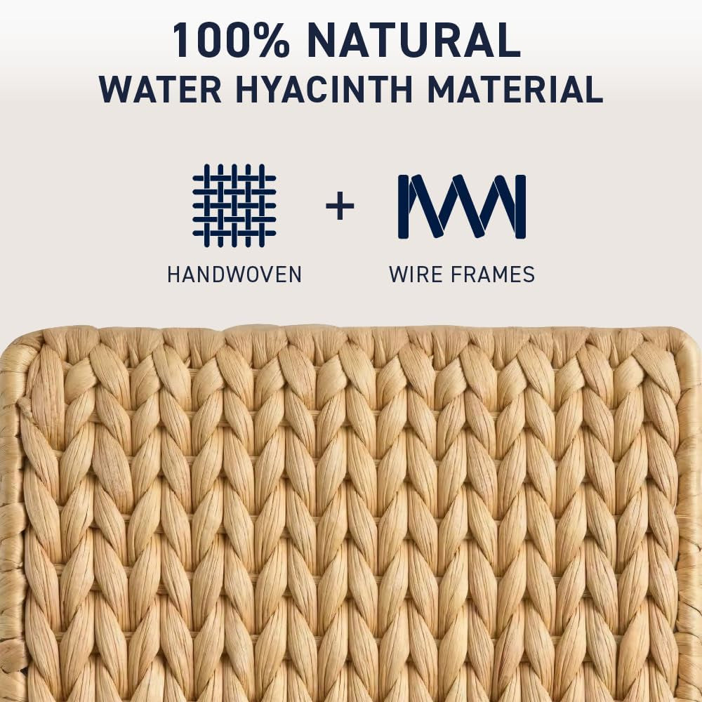 Water Hyacinth Handwoven Square Tissue Box Cover, Natural