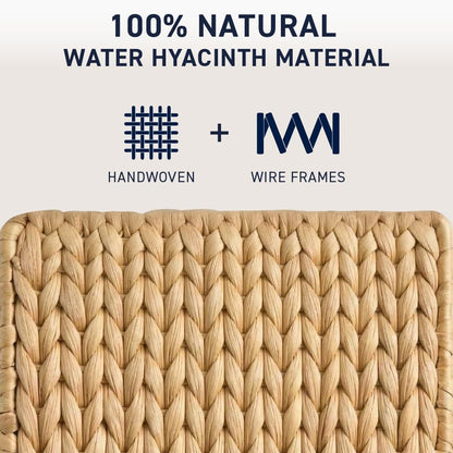 Water Hyacinth Handwoven Square Tissue Box Cover, Natural
