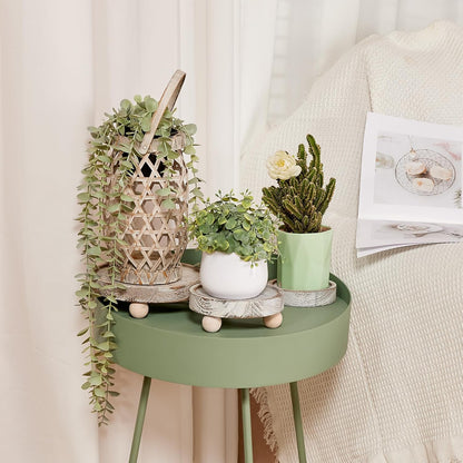 3PCS Wood Risers for Decor Mini Wooden Stool Display Stand with Removable Feet Farmhouse Rustic Decor Risers for Display Decorative Wood Pedestal Stand for Candles, Plants, Cups
