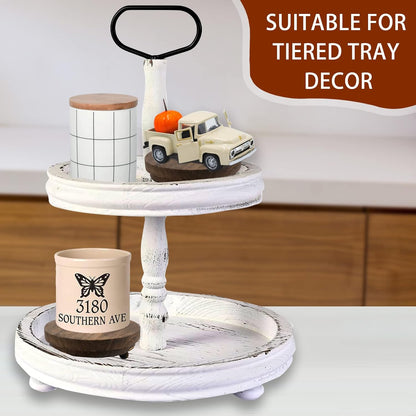2 Pcs Wood Riser - 3.75' Display Stand for Farmhouse Decor, Tiered Tray Accessories, round Rustic Pedestal for Home Decorations