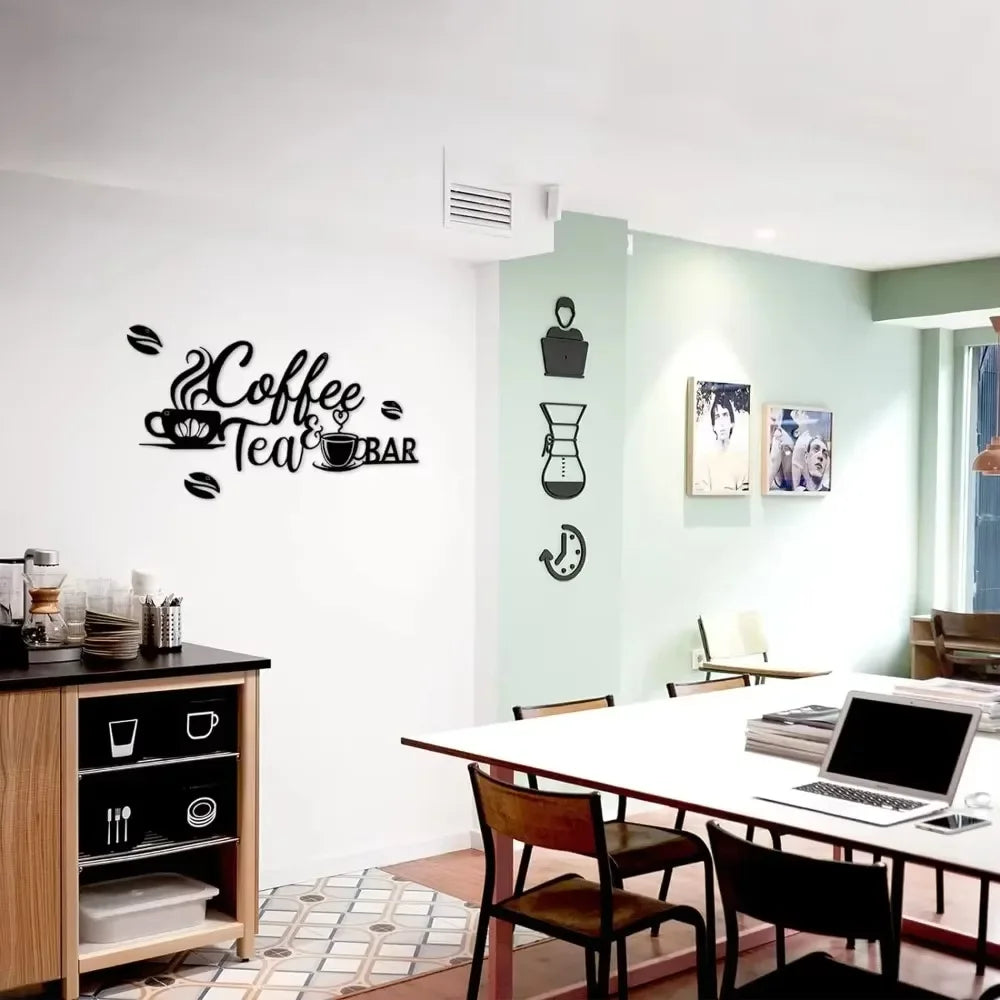 Brewbloom Metal Coffee Bar Sign - Bean Design Wall Art for Coffee & Tea Bars, Rustic Decor for Home Kitchen/Office Walls