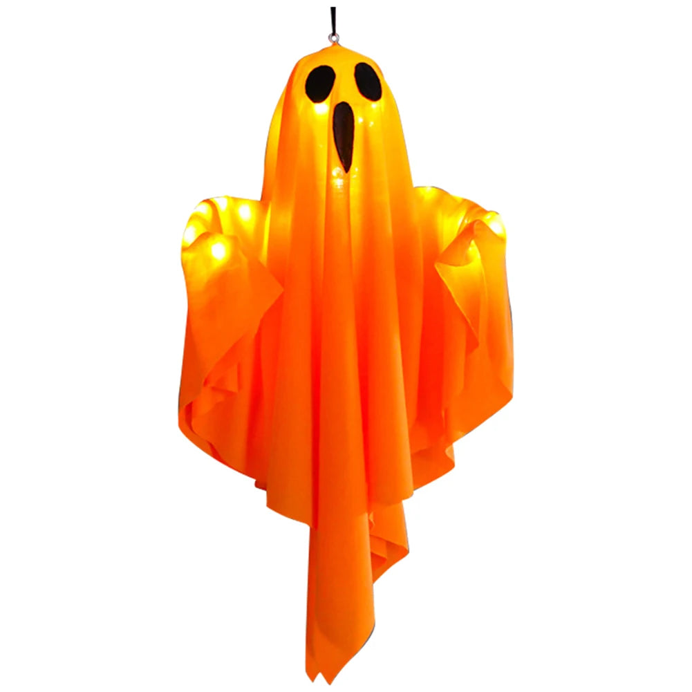 Halloween Glowing White Ghost LED Hanging Ghosts Horror Props with Fairy Light Indoor Outdoor Haunted House Halloween Decoration