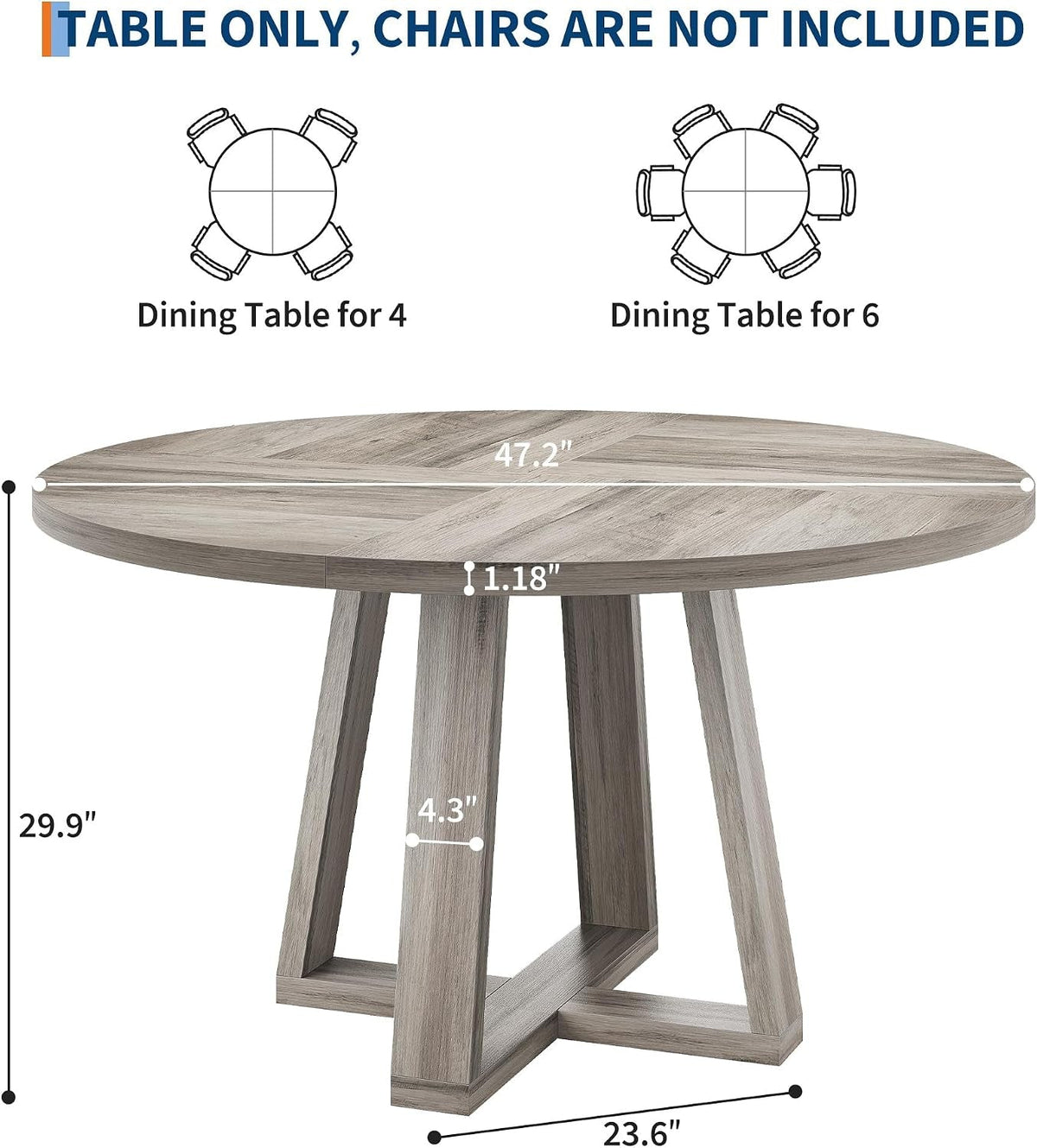 Wash Grey Farmhouse Dining Table Pedestal Base-1
