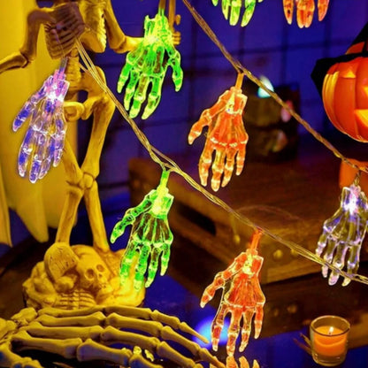 1PC 3M 20LED Halloween Spooky Skeleton Hand String Lights Indoor & Outdoor Battery Operated Halloween Decorative Light