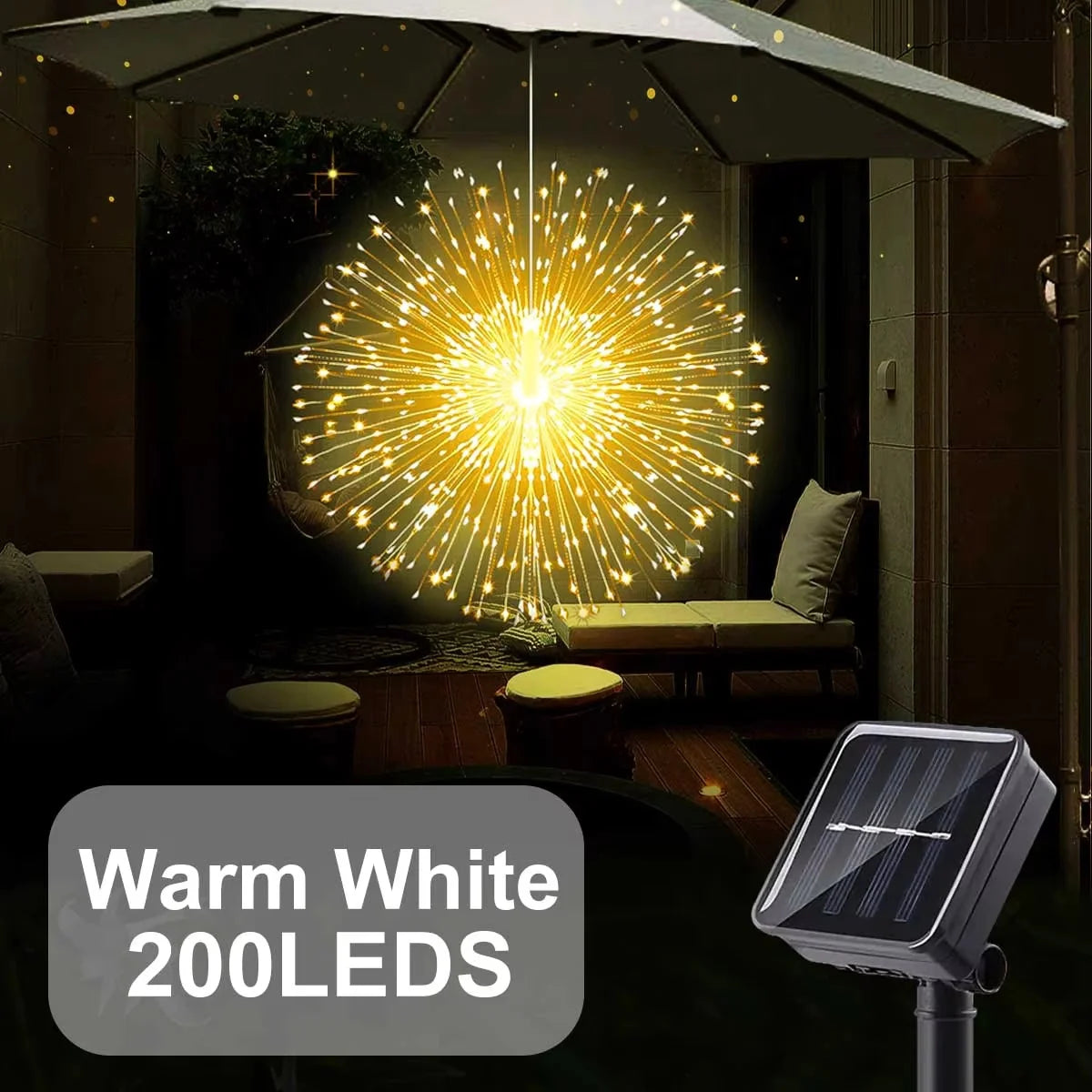 1PC Hanging Solar Firework Lights, 480LED Starburst Lights, Outdoor Waterproof String Lights, 8Modes,Christmas Halloween Decor